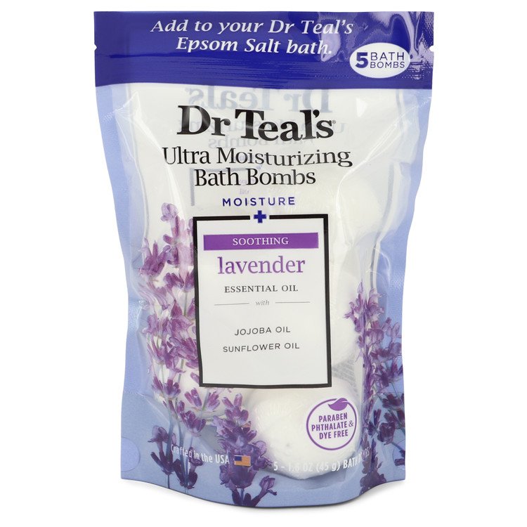 Dr Teal's Ultra Moisturizing Bath Bombs by Dr Teal's Five (5) 1.6 oz Moisture Soothing Bath Bombs with Lavender, Essential Oils, Jojoba Oil, Sunflower Oil (Unisex) 1.6 oz for Men - UpExpressINC