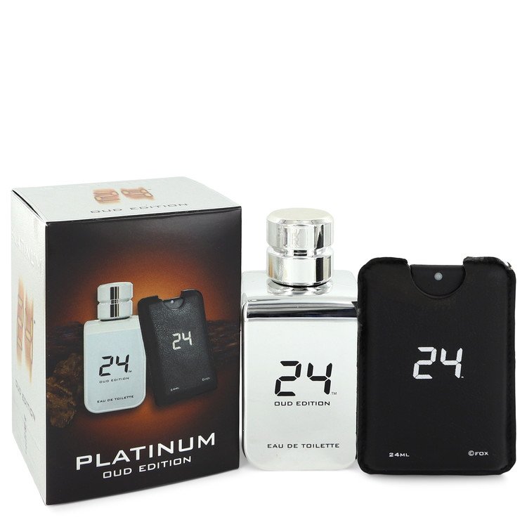 24 Platinum Oud Edition by ScentStory Eau De Toilette Concentree Spray + 0.8 oz {Pocket Spray (Unisex) 3.4 oz 3.4 oz Eau De Toilette Concentree Spray + 0.8 oz Pocket Spray (Unisex) for Men