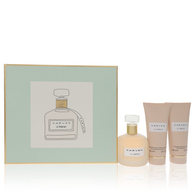 Carven Le Parfum by Carven Gift Set -- 3.4 oz Eau De Parfum Spray + 3.4 oz Body Milk + 3.4 oz Shower Gel for Women