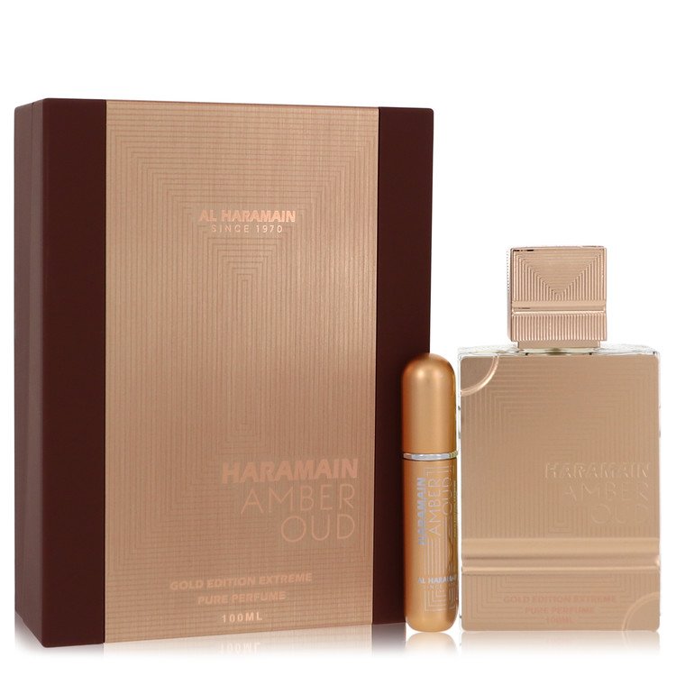 Al Haramain Amber Oud Gold Edition Extreme by Al Haramain Gift Set 3.4 oz 3.4 Pure Perfume Spray + 0.34 oz Refillable Spray for Women - UpExpressINC