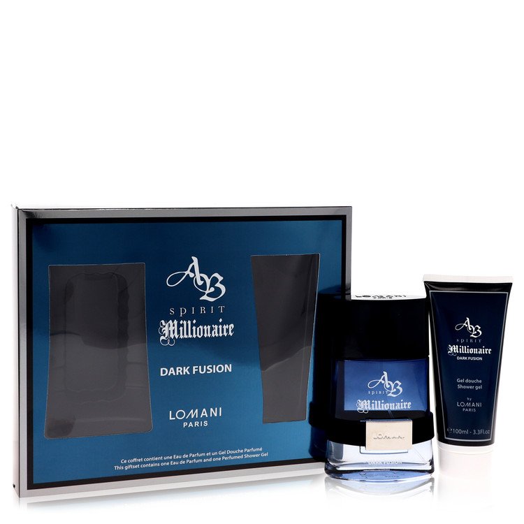 Spirit Millionaire Dark Fusion by Lomani Gift Set -- 3.3 oz Eau De Parfum Spray + 3.3 oz Shower Gel for Men - UpExpressINC