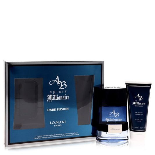 Spirit Millionaire Dark Fusion by Lomani Gift Set -- 3.3 oz Eau De Parfum Spray + 3.3 oz Shower Gel for Men - UpExpressINC