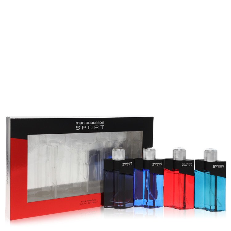 Man Aubusson Sport by Aubusson 4 x 0.5oz Sport EDT Spray ( One each of Sport Blue, Sport Red, Sport Aqua, Sport Black) -- for Men