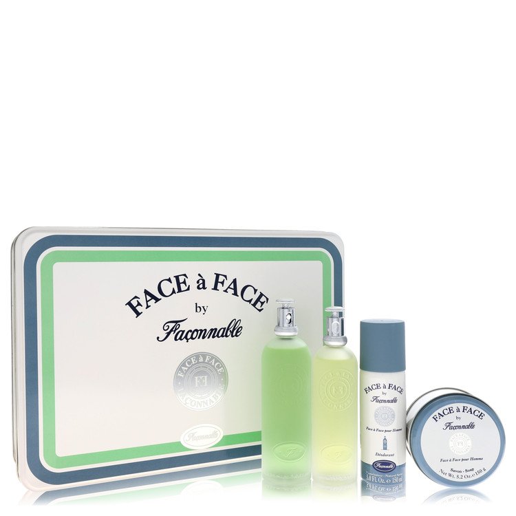 Face A Face by Faconnable Gift Set -- 5 oz Eau De Toilette Spray + 5 oz Deodorant Spray + 3.3 oz After Shave + 5 oz Soap for Men