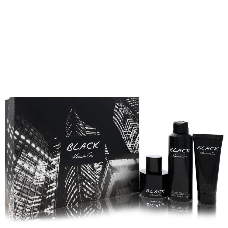Kenneth Cole Black by Kenneth Cole Gift Set -- 3.4 oz Eau De Toilette Spray + 3.4 oz After Shave Balm + 6 oz Body Spray for Men