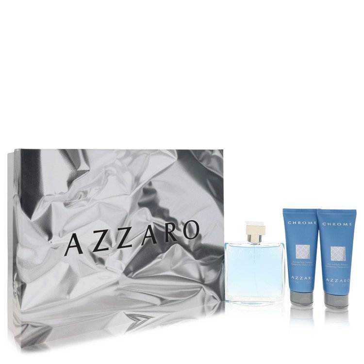 Chrome by Azzaro Gift Set -- 3.4 oz Eau De Toilette Spray + 2 x 2.5oz All Over Shampoo for Men